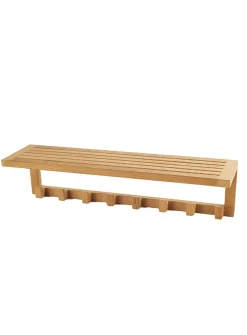 Eight-hook wall-mounted teak wood shelving