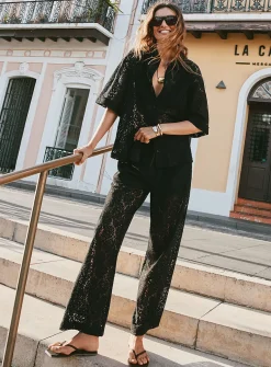 Elastic waist lace pant