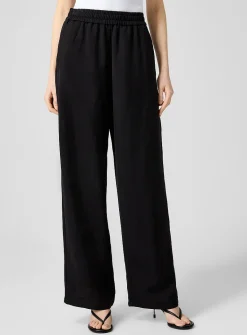 Elastic waist linen-blend pant