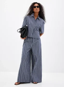 Elastic waist striped culotte