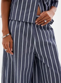 Elastic waist striped culotte