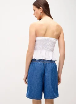 Elastic waist supple denim short