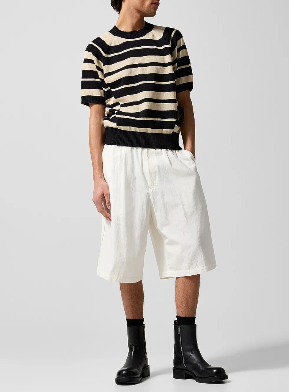 Elasticized-waist Bermuda short
