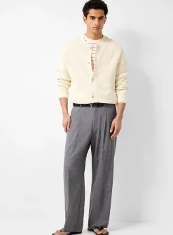 Elastic-waist pleated grey pant