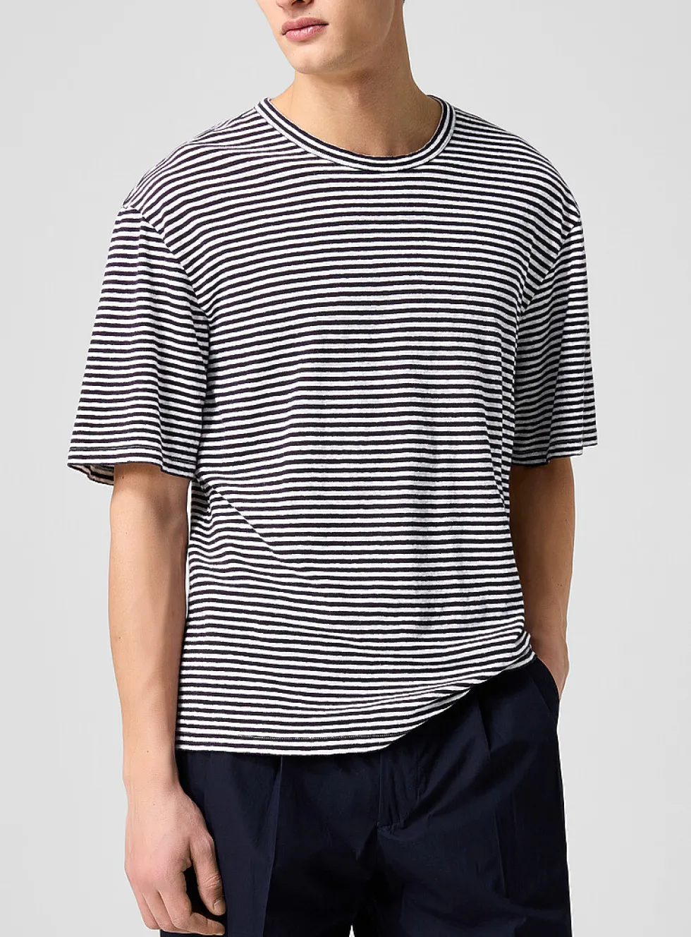 Elden cotton-linen striped T-shirt