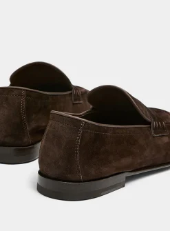 Elios chocolate brown suede loafers