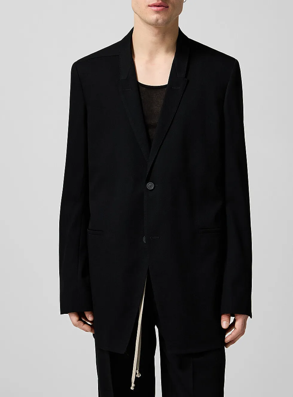 Elongated pure wool blazer
