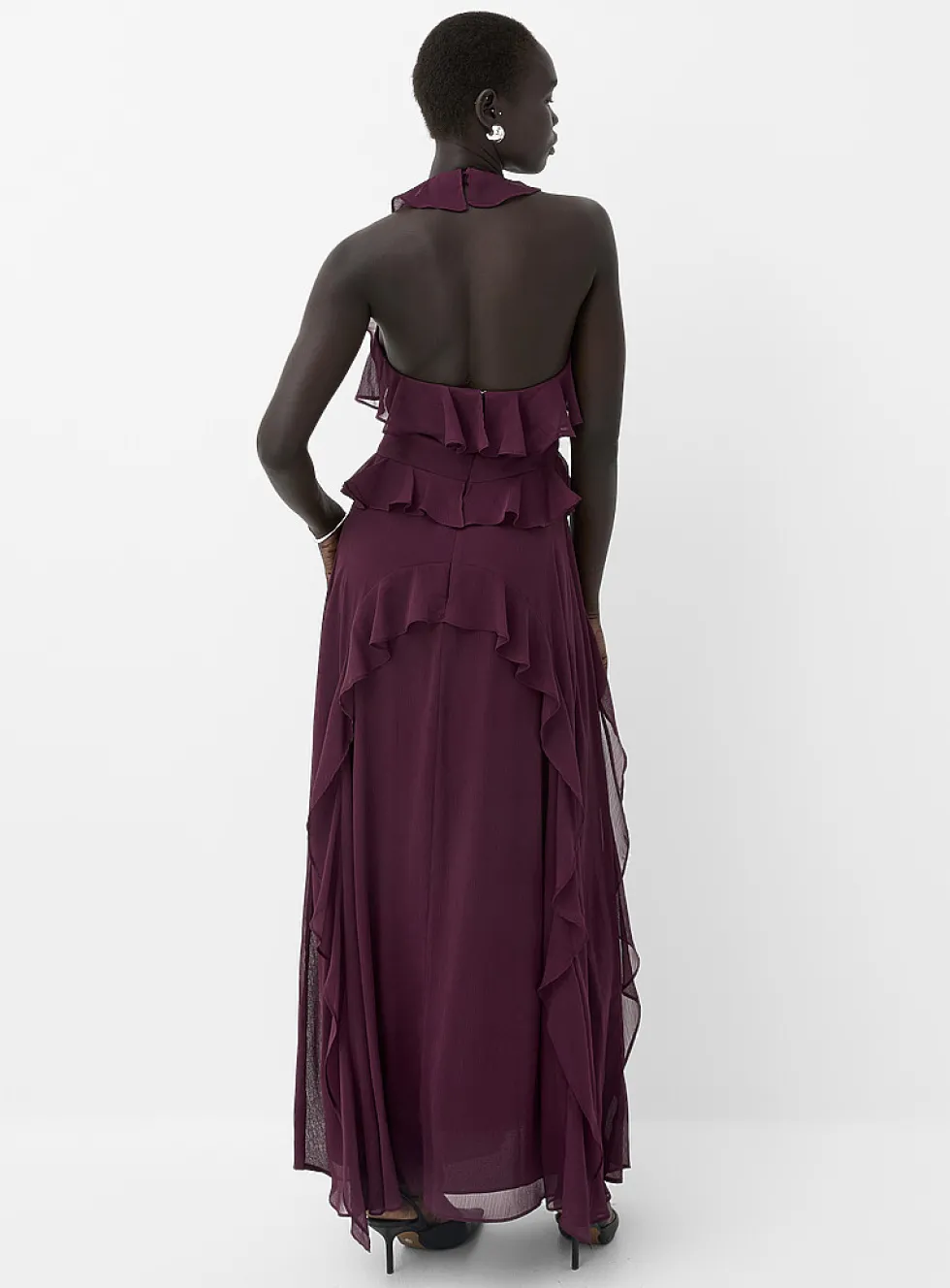 Elta ruffled voile halter dress
