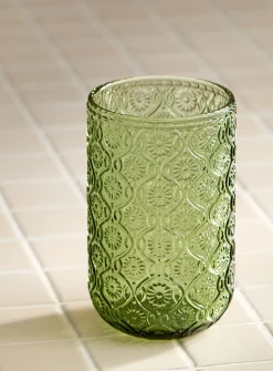 Embossed daisies large glass