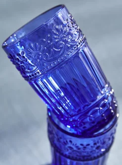 Embossed floral highball glasses