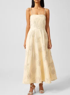Embossed floral print maxi dress