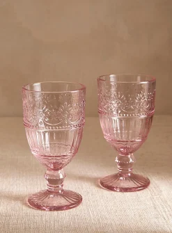 Embossed floral wine glasses