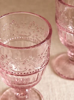 Embossed floral wine glasses