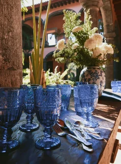 Embossed floral wine glasses