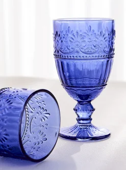 Embossed floral wine glasses