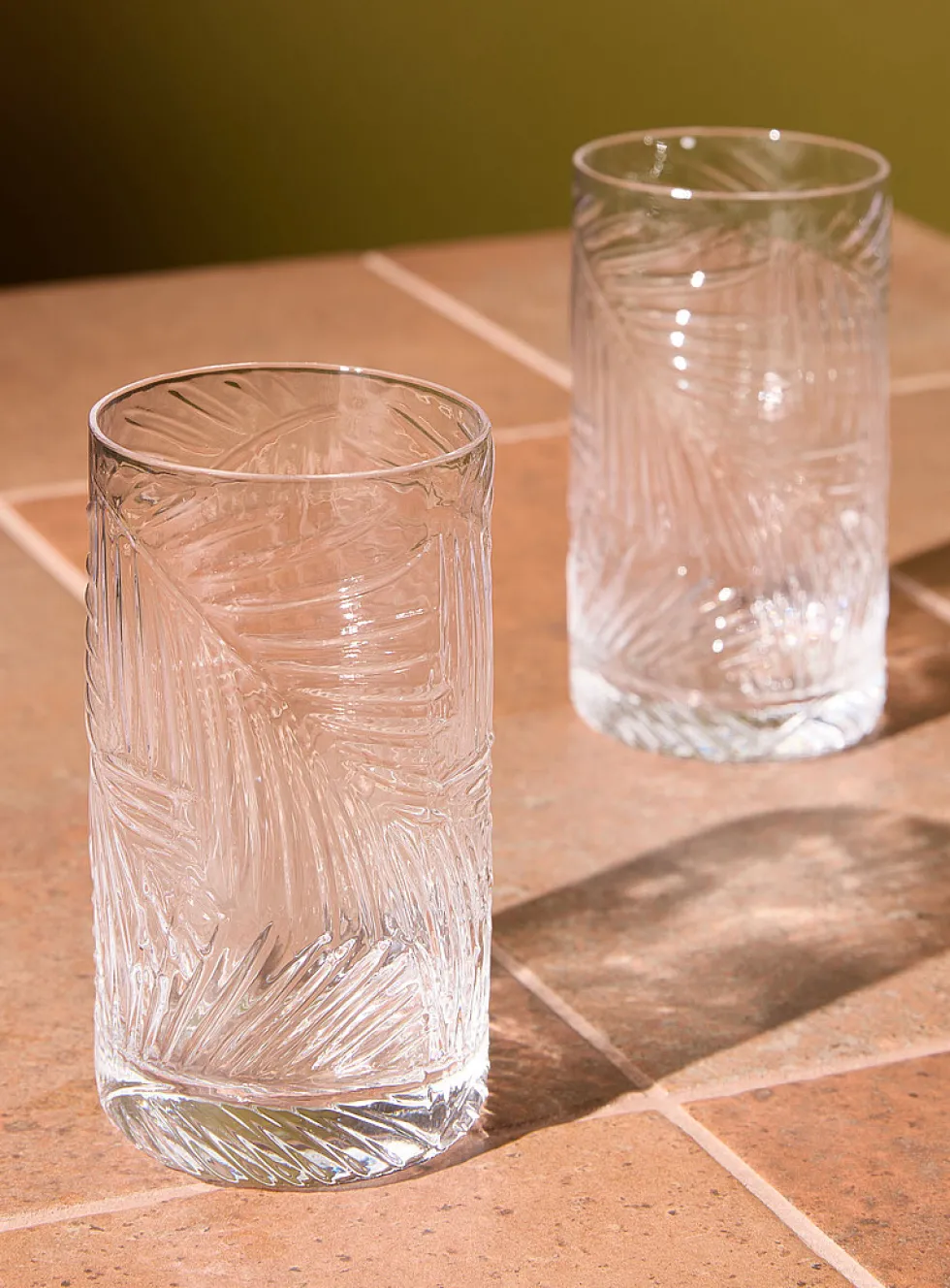 Embossed foliage large glasses