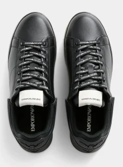 Embossed heel leather sneakers