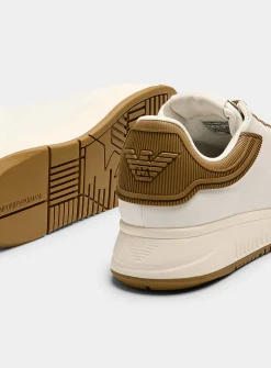 Embossed heel leather sneakers