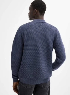 Embossed herringbone knit polo