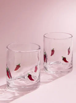 Embossed hot peppers small glasses