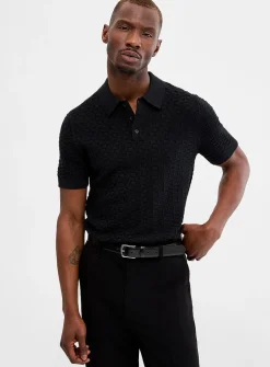 Embossed jacquard polo
