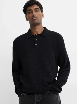 Embossed knit polo