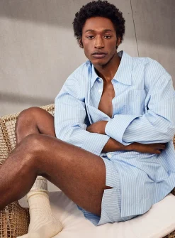 Embossed logo striped poplin shirt