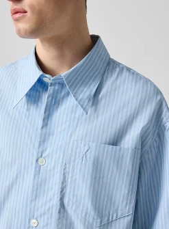 Embossed logo striped poplin shirt