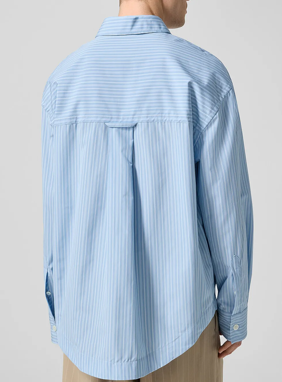 Embossed logo striped poplin shirt