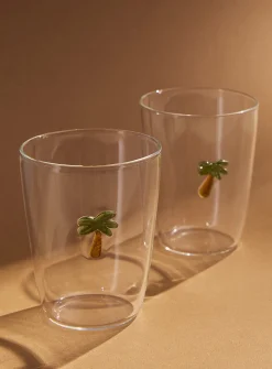 Embossed palm tree glasses