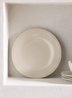 Embossed polka dots large white plate