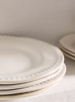 Embossed polka dots large white plate