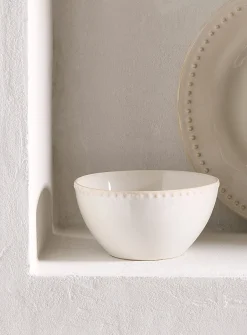 Embossed polka dots small white bowl