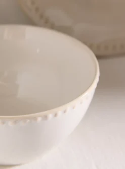 Embossed polka dots small white bowl