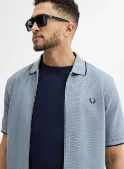 Embossed polo cardigan