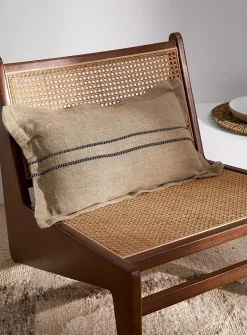 Embossed stripes pure linen removable-cover cushion