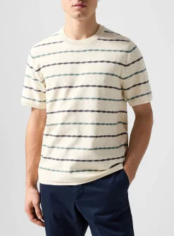 Embossed stripes short-sleeve sweater
