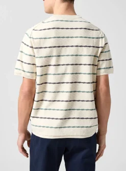Embossed stripes short-sleeve sweater