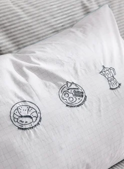 Embroidered breakfast pillowcase