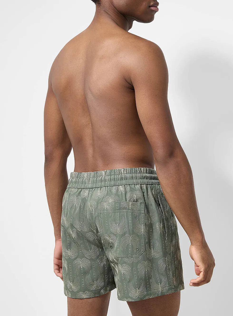 Embroidered cropped swim short