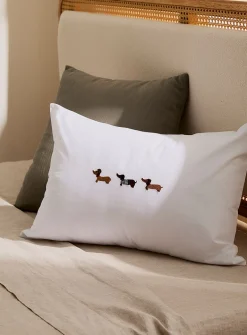 Embroidered dachshunds children's pillowcase