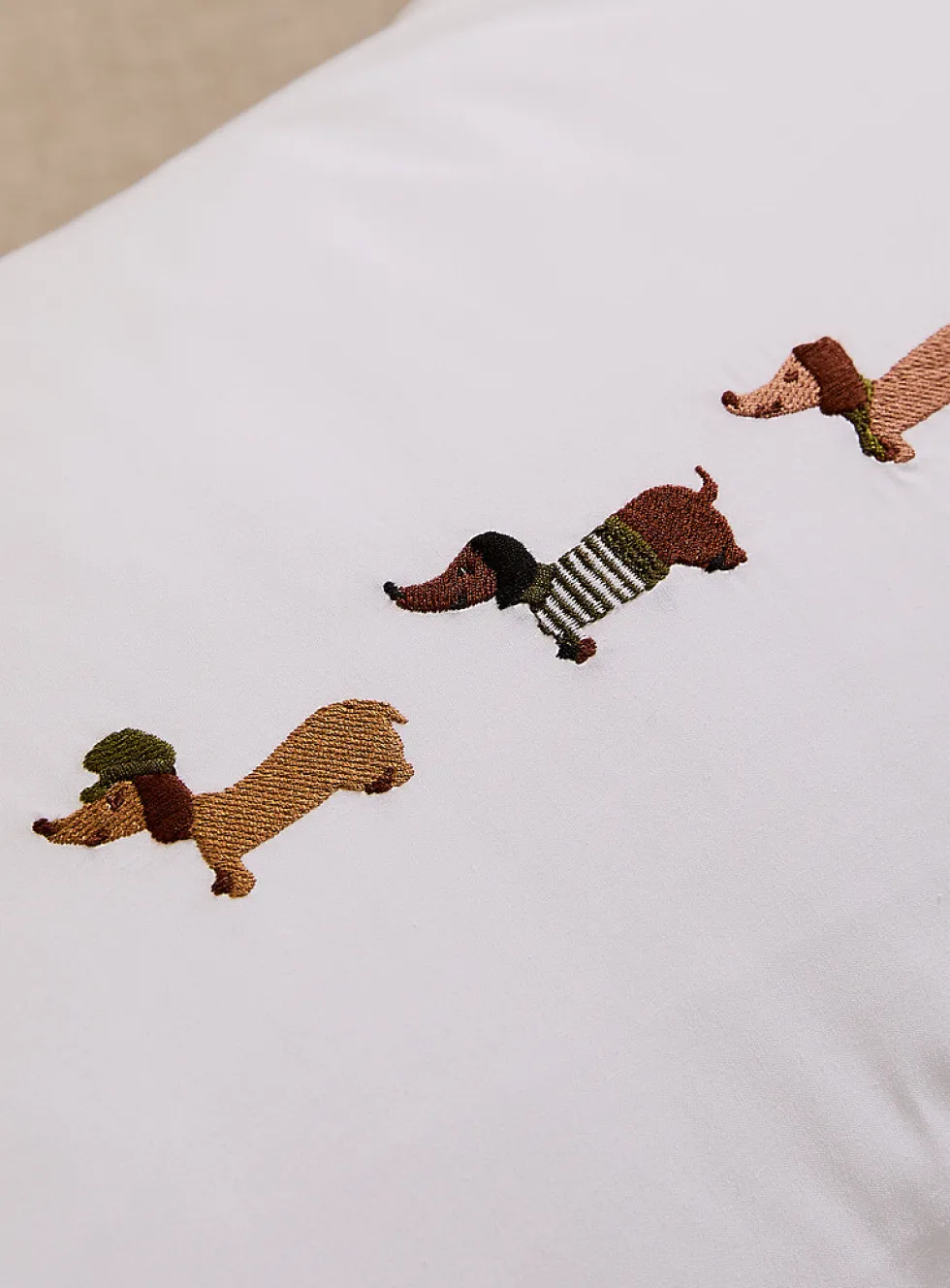 Embroidered dachshunds children's pillowcase