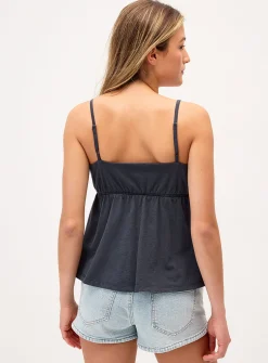 Embroidered details flyaway babydoll cami