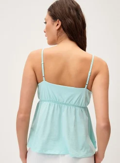 Embroidered details flyaway babydoll cami