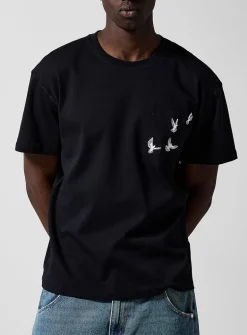 Embroidered doves T-shirt