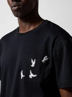 Embroidered doves T-shirt