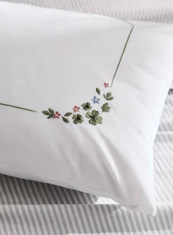 Embroidered flower border pillowcase
