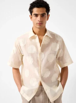 Embroidered flower organza shirt