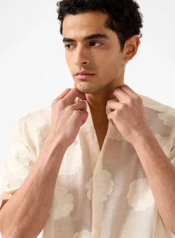 Embroidered flower organza shirt