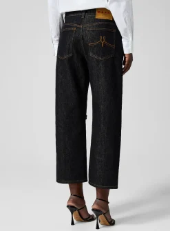 Embroidered flowers carrot-fit jean